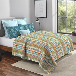 Trident Queen Size Comforter Blanket, 144 Thread Count, 100% Cotton Shell with 120 GSM Polyfill, Double Bed Comforter Blanket, Urban Comfort Collection-Midnight Bloom