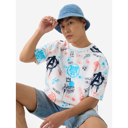 The Souled Store Men Conversational Printed Oversized Pure Cotton T-shirt