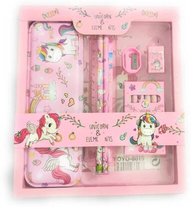 Dallao Unicorn Pencil Box Unicorn Art Plastic Pencil Box(Set of 1, Multicolor)