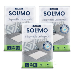 Amazon Brand - Solimo Classic Underpads Large (L) Size, 30 Count| 90 X 60 cm|Unisex, High Absorbency, Super Soft