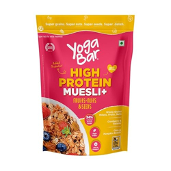 Yogabar High Protein Muesli 850Gm Fruits & Nut, 22G Protein| Packed With Apple, Almonds, & Super Seeds| Best High Protein Breakfast Cereal For Energy & Nutrition