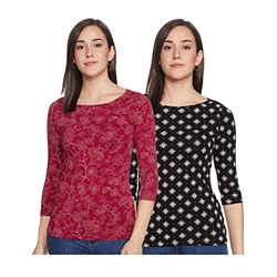 Amazon Brand - Myx Women's Slim Fit T-Shirt (PAG 101_Merlot and Black XS)