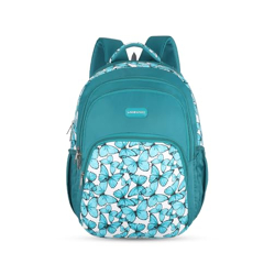 Lavie Sport Blue Fly 39L Printed School Backpack with Rain cover for Girls (Teal)