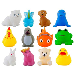 Jack Royal Plastic Baby Bath Chu Chu Colorful Animal Shape Toy (Multicolor, Multi Design) - Set of 12 Pieces