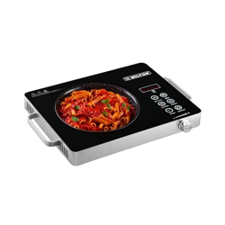 MILTON Classic 2200 Watt Infrared Cooktop with Crystal Glass & Touch Panel | 4 Pre set cooking Modes | Stir-fry | BBQ | Hot Pot | Steam | 60C to 600C | Digital time & Watt display - Classic SIlver