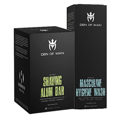 Den of Man Shaving Alum Stone Bar (fitkari) and 50gm Hygiene Wash For Jock Itch, Daily Cooling & Refreshing Combo Pack