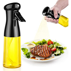 JICOOT Oil Sprayer For Cooking, 210Ml Glass Olive Oil Sprayer Mister, Olive Oil Spray Bottle, Kitchen Gadgets Accessories For Air Fryer, Canola Oil Spritzer, Used For Salad Making (Black, White)