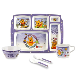 Cello Kidzbee Pentameal Hunny Bear Melamine Meal Set for Kids, Set of 5, Off White | BPA Free and Food-Grade Material | Attractive and Kidfriendly Designs | Break Resistant & Durable Set