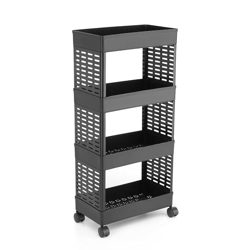 Stewit Plastic Multipurpose 4-Tier Floor Mount Corner Shelf Kitchen Organizer Rack/Storage Shelf/Dish Rack/Storage Rack for Kitchen (Black) (4XL, Black)