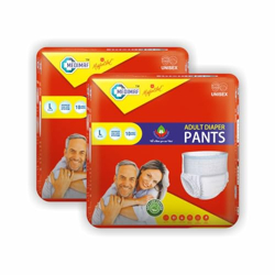 Medimaf By Mafatlal Adult Diaper Pant style - 20 Count Large 75-100 cms (30-39 ), Size L, unisex,dual pad, leakproof, elastic waist, wetness indicator & Extra absorbency, Pack of 2