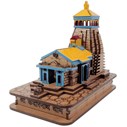 Kedarnath Temple in Wood Color 3D Model Mandir Statue - Fully Polished and Hand Crafted - MACLARG India, Multicolour