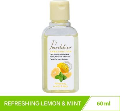 Pearldew Sanitizer Gel (Lemon & Mint) 60 ml | Aloe & Neem | Paraben Free Hand Sanitizer Bottle(60 ml)