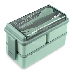 Anshri 3 Compartment Lunch Box, Tiffin Box for Office MenWomenkids Lunch Box, Microwave Safe Leak Proof & Removable School,Garden,Travel Lunch Boxes (Pista,1400 Ml) (Pack of 1)