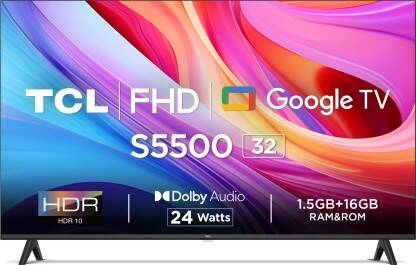 TCL S5500 79.97 cm (32 inch) Full HD LED Smart Google TV 2024 Edition with 1.5 GB RAM + 16 GB ROM(32S5500)