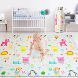 KESI ORNAMENTS Foldable Baby Play Mat for Floor, Extra Large Play Mat, Kids Foam Thick Play Mat for Baby, Waterproof & Anti-Slip Baby Crawling Mat, Play Mats for Babies and Toddlers(ABCD Theme)