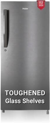 Haier 190 L Direct Cool Single Door 3 Star Refrigerator  with 1 Hour Icing TechnologyToughned Glass ShelfLarge Vegetable Box(Dazzle steel, HED-203DS-P)