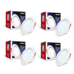Goldmedal LIGO 5W LED Round with 3-inch Concealed Junction Box Downlight - Cool Daylight(6500K) | Pack of 4 | for Low Ceiling Areas |Cut-Out: 3 inch | 80 Lumens per Watt | for Indoor Application