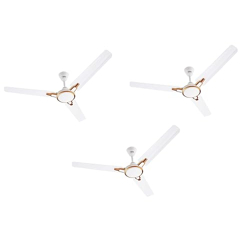 USHA Racer Chrome 1200mm 50 Watt Energy Efficient 1 Star Rated Power Saving High Speed Decorative Ceiling Fan (Rich White Bronze) Pack of 3