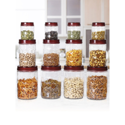 Milton Set Of 12 Brown Hexa Pet Jar - 4 Pcs x 270 ml 4 Pcs x 665 ml 4 Pcs x 1.24 L
