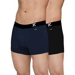 XYXX Men's Cotton Trunks (Pack of 2) (XYTRNK2PCKN404M_Black + Black Iris_M)
