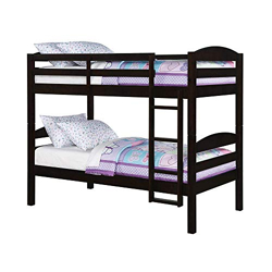 Aprodz Mango Wood Fistza Kids Bunk Beds with Ladder for Bedroom | Brown Finish