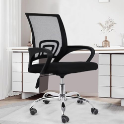 Casa Copenhagen Mesh Mid Back Office Chair/Study Chair/Computer Chair/Revolving Chair/Desk Chair for Work from Home -Metal Base, Height Adjustable Seat - Charcoal Black & Black