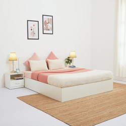 Green Soul Zenith Queen Size Double Bed with Box Storage ISI Standard Engineered Wood | 1-Year Warranty | Installation Provided (White)
