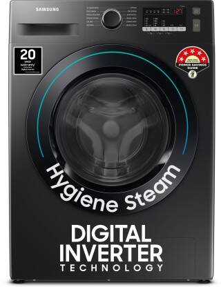 SAMSUNG 9 kg 5 Star, Hygiene Steam Fully Automatic Front Load Washing Machine with In-built Heater Black(WW90T4040CB1TL)