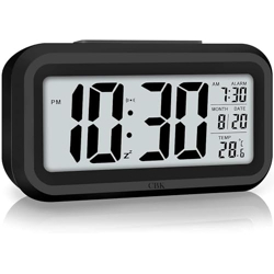 CBK Digital Alarm Clock Table Clock for Students, Home, Office, Corporate with Automatic Sensor, Date & Temperature (Black Digital)