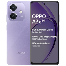 OPPO A3X 5G (Starry Purple, 4GB RAM, 128GB Storage)|6.67 HD+ 120Hz Refresh Rate Screen | 45W SUPERVOOC|with No Cost EMI/Additional Exchange Offers