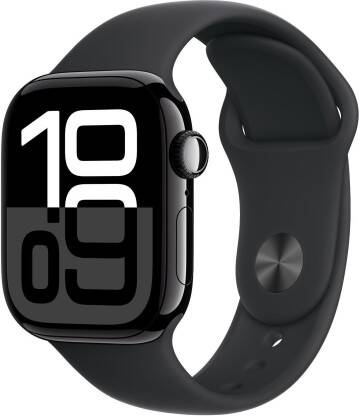 Apple Watch Series 10 GPS 42mm Jet Black Aluminium with Sport Band(Jet Black Strap, Free Size)
