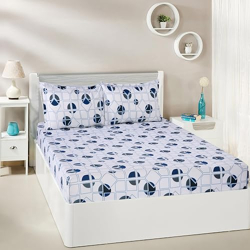 Amazon Brand - Solimo Geometrical 180 TC Cotton Double Bedsheet (Grey)