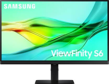 SAMSUNG ViewFinity S6 68.58 cm (27 inch) Quad HD IPS Panel with USB Type-C, LAN Port, DP, HDR10, KVM Switch, Easy Setup, Height Adjustable Stand, Eye Care Technology Monitor (LS27D604UAWXXL)(Response Time: 5 ms, 100 Hz Refresh Rate)