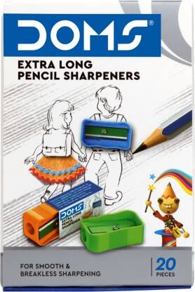 DOMS Box Of Extra Long Single Pencil Sharpeners(Set of 20, Multicolor)