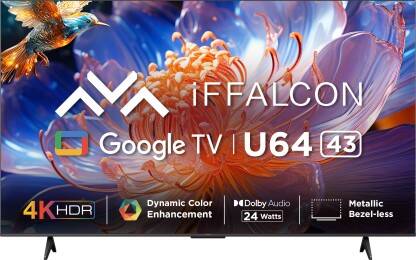 iFFALCON by TCL U64 108 cm (43 inch) Ultra HD (4K) LED Smart Google TV with 24W Dolby Audio, HDR10(iFF43U64)
