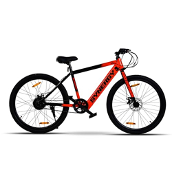 SYNERGY B1 Electric Cycle with Dual Disc Brakes, 250w BLDC Motor, 5.8Ah Li-Ion Battery, Throttle with Battery Indicator, 95% Pre-Assembled with Charger, Red Color (Without LCD Display, 5.8ah)