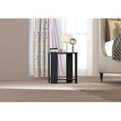 MAMTA DECORATION MDF Wood Bedside End Table for Bedroom Living Room Wooden Nightstand Sofa Side Table with Storage Shelf (Wenge Finish), Design 7, Standard (MD-BEDSIDE-04-N)