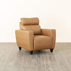 Home Centre Emily 1-Seater Faux-Leather Sofa - Beige_JH-23