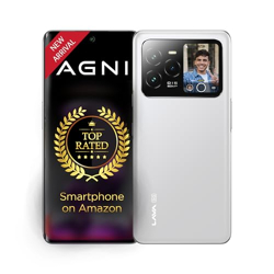 Lava Agni 3 5G (Pristine Glass, 8GB+128GB) | India's 1st Dual AMOLED | 1.5K Curved Display | Dimensity 7300X | 50MP Triple AI Telephoto Camera | 66W Fast Charge | with Charging Adapter