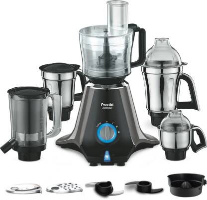 Preethi Zodiac 750 W Juicer Mixer Grinder(MG-218 | 5 Jars | Black/Light Grey)