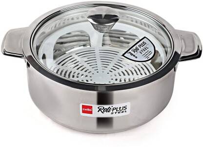cello Roti Plus Big Stainless Steel Double Walled , Insulated Thermoware Casserole(3000 ml)