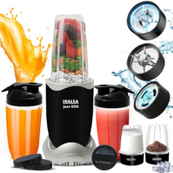 INALSA Blender Mixer Grinder|5 Jar & 600 W Copper Motor| For Smoothies and Juices| Smoothie Maker, Nutri |3 Blades Including Froth Blade|2Yr Warranty,Jazz 600