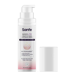 Sanfe Spotlite Sensitive Body Serum For Dark Underarms, Inner Thighs and Sensitive Areas | 10X Powerful, Enriched with 2% Glyoclic Acid, Alpha Arbutin, Niacinnamide| For Dark Intimate Patches, Detanning, Anti Aging and Skin | Helps in Depigmentation & Long Moisture - 50gm | For Indian Women Skin