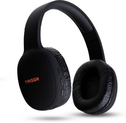 TRIGGR Trinity 1 with 40mm Drivers, Fast Charging, 50H Battery, Rubber Finish, v5.4 Bluetooth(Midnight Black, On the Ear)