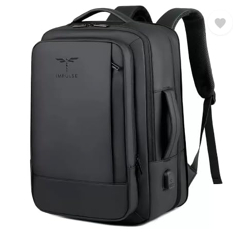 Impulse 40L VogueLuxe PU Unisex Water Resistant Travel Laptop Backpack with USB charging Office Bag/School Bag/College Bag/Business Bag Fits Up to 16 Inch Laptop (Black)