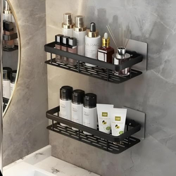 perpetual Self - Adhesive Aluminium Bathroom Shelf for Wall, Multipurpose Wall Mounted Bathroom and Kitchen Organiser Without Drill, Space Saving Stand for Bathroom and Kitchen Wall (Pack of 1) B