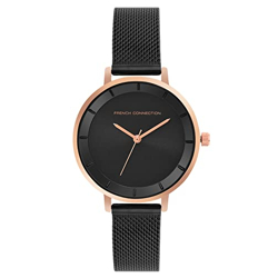 French Connection Stainless Steel Analog Rose Gold Dial Women's Watch-Fcn00016C, Band_Black