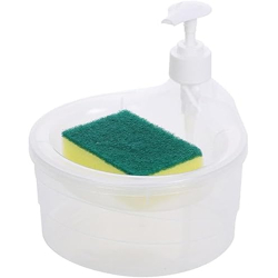 UCRAVO 2-in-1 Transparent Soap Dispenser with Sponge Holder Leakproof Kitchen Pump for Dishwashing Convenient Visible Cleaning