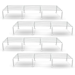 BonKaso Premium Rectangular Anti-Rust Metal Plant Stand Set (Pack of 4) - Stylish White Stands for Indoor, Outdoor, and Balcony Use