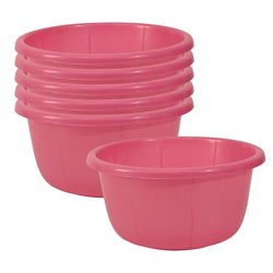 Kuber Industries Pack of 6 Multipurpose Bath Tub for Bathroom | 40 Liters Suitable for Indoor and Outdoor Use | Durable & Lightweight Tub for Washing Clothes & Utensils | Pink